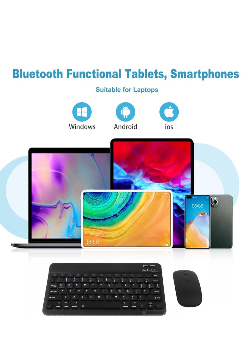 Ultra-Slim Bluetooth Combo Rechargeable Keyboard And Mouse ( Mouse is not rechargeable ) 150 Hour – English Key - Keyboard  Aluminum Base – For IOS / Windows / Android For Smart TV , Tablet | Black - Image 3