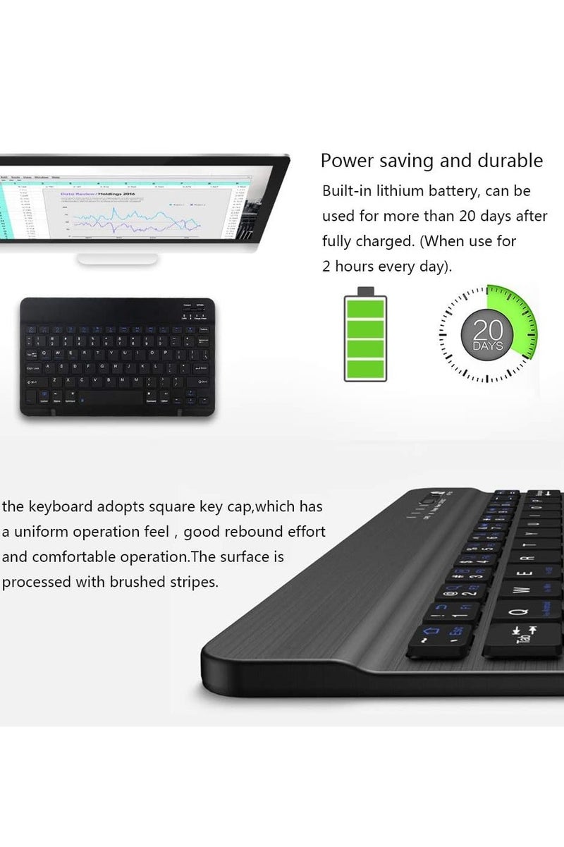 Ultra-Slim Bluetooth Combo Rechargeable Keyboard And Mouse ( Mouse is not rechargeable ) 150 Hour – English Key - Keyboard  Aluminum Base – For IOS / Windows / Android For Smart TV , Tablet | Black - Image 4