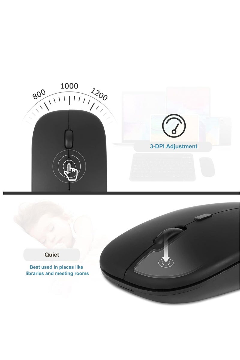 Ultra-Slim Bluetooth Combo Rechargeable Keyboard And Mouse ( Mouse is not rechargeable ) 150 Hour – English Key - Keyboard  Aluminum Base – For IOS / Windows / Android For Smart TV , Tablet | Black - Image 5