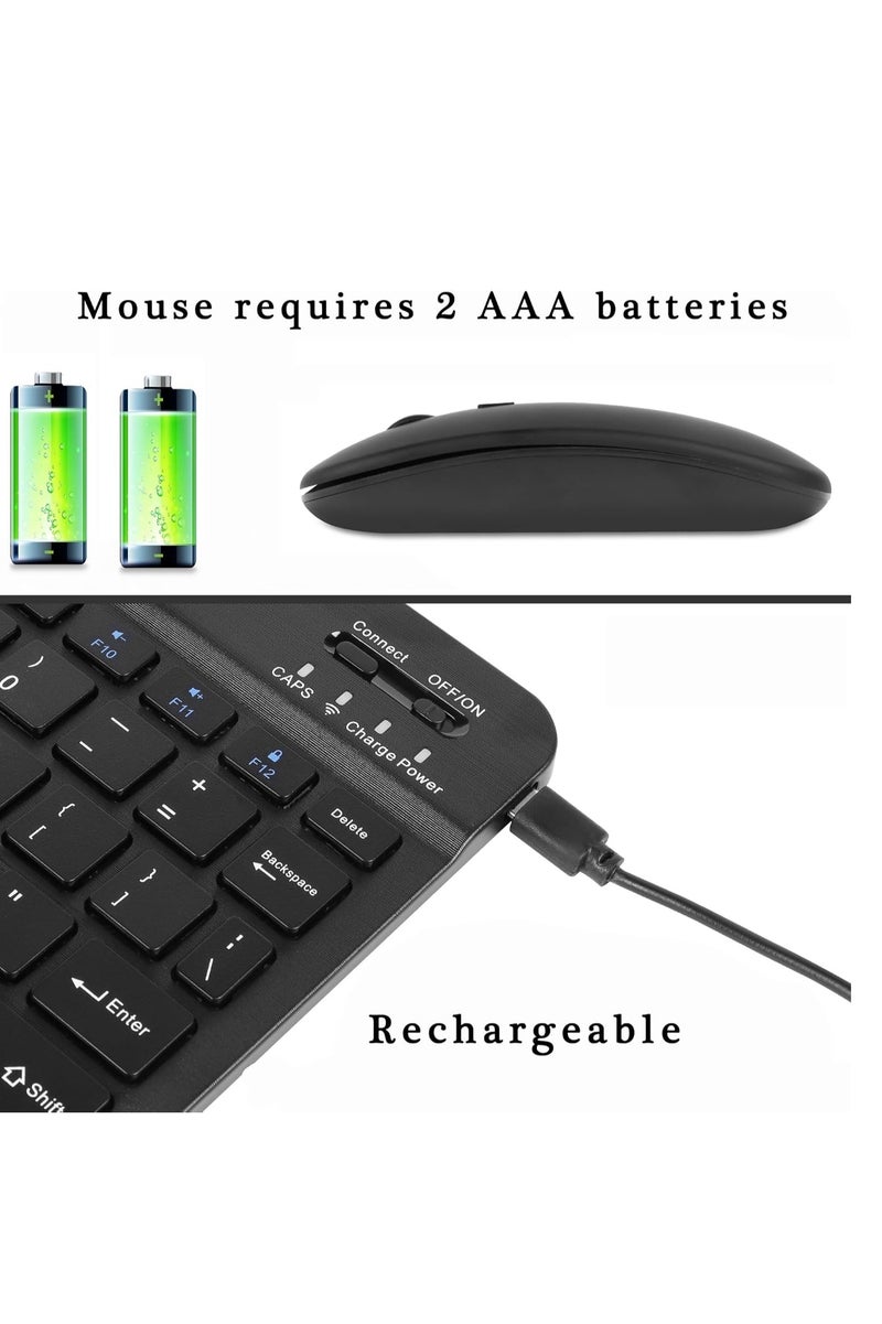 Ultra-Slim Bluetooth Combo Rechargeable Keyboard And Mouse ( Mouse is not rechargeable ) 150 Hour – English Key - Keyboard  Aluminum Base – For IOS / Windows / Android For Smart TV , Tablet | Black - Image 2