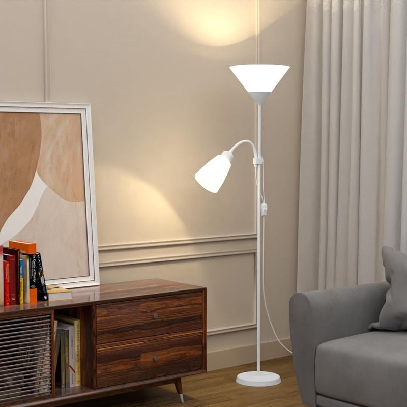 Snooe Floor Lamp, LED Floor Lighting with Adjustable Reading Light, Long Standing Light for Living Room, Bedroom, Office (White) - Image 5