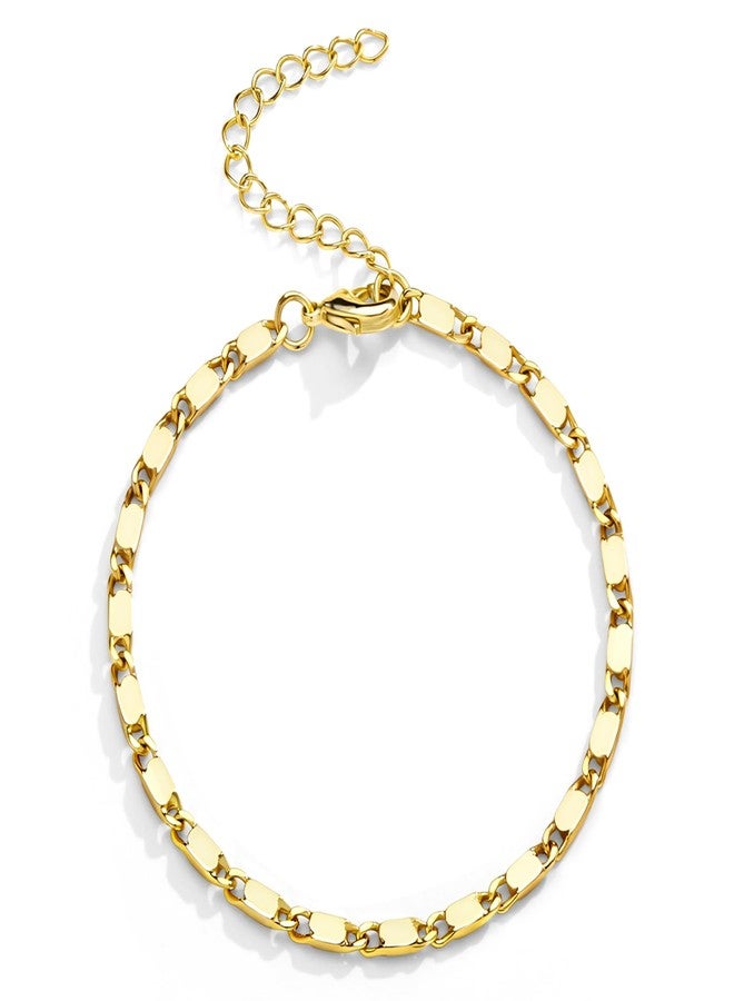 Poxtex Gold Bracelets for Women, Dainty Gold Jewelry Gifts for Women, 14k Gold Bracelets for Women Non Tarnish, Trendy Gold Bracelet Waterproof, Gold Accessories for women, 7, Brass, no gemstone - Image 1