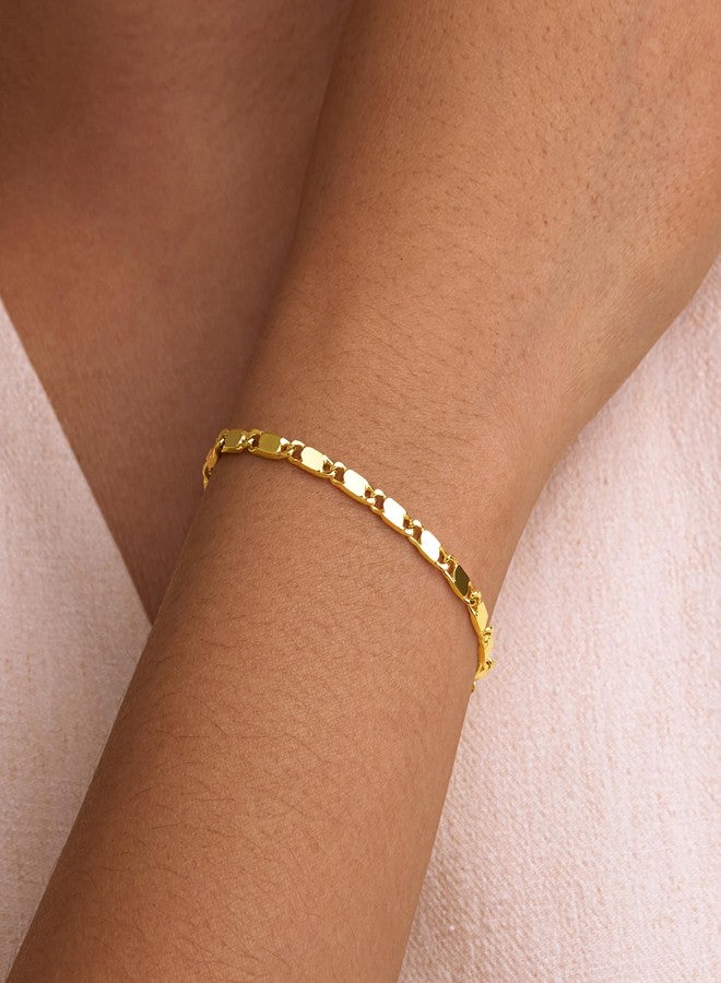 Poxtex Gold Bracelets for Women, Dainty Gold Jewelry Gifts for Women, 14k Gold Bracelets for Women Non Tarnish, Trendy Gold Bracelet Waterproof, Gold Accessories for women, 7, Brass, no gemstone - Image 3