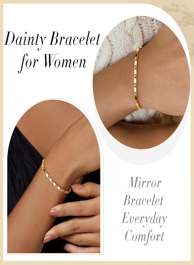 Poxtex Gold Bracelets for Women, Dainty Gold Jewelry Gifts for Women, 14k Gold Bracelets for Women Non Tarnish, Trendy Gold Bracelet Waterproof, Gold Accessories for women, 7, Brass, no gemstone - Image 4