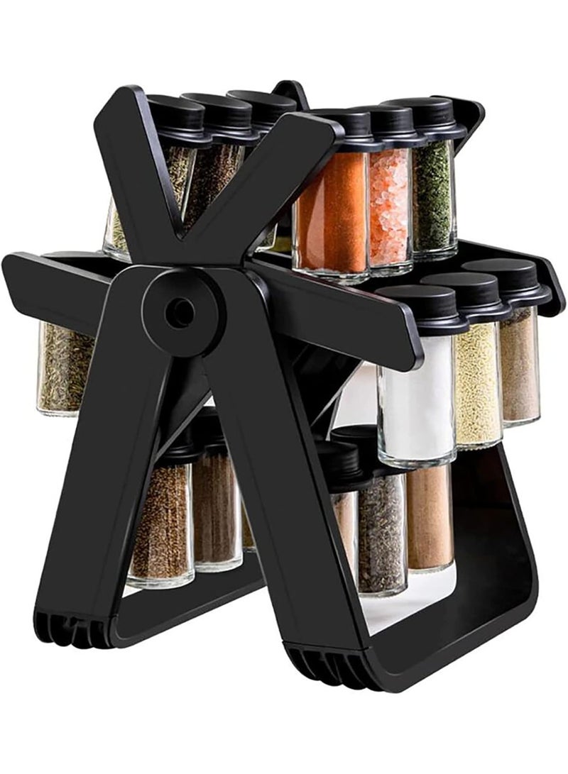 MUNTAQI 360° Rotating Spice Rack Set – Ferris Wheel Style Seasoning Organizer with 18 Empty Spice Jars, Kitchen Countertop Spice Storage, Revolving Spice Organizer, Herbs & Seasonings Holder - Image 1