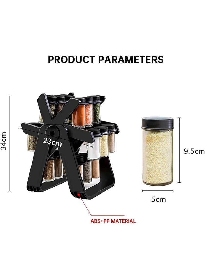 MUNTAQI 360° Rotating Spice Rack Set – Ferris Wheel Style Seasoning Organizer with 18 Empty Spice Jars, Kitchen Countertop Spice Storage, Revolving Spice Organizer, Herbs & Seasonings Holder - Image 5