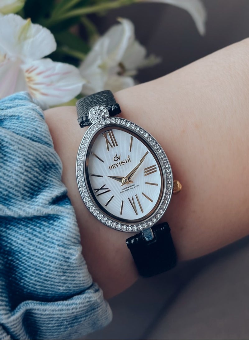 ديفوشي ساعه يد نسائيه ديفوشي جلد بلون اسود - Image 1