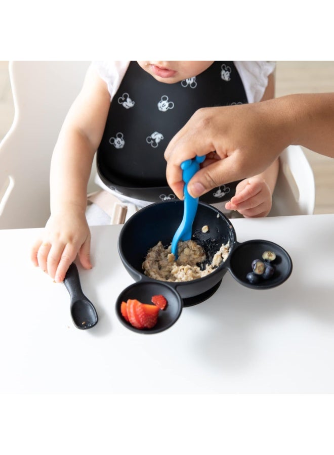 Bumkins Disney Baby Utensil Set, Silicone Trainer Spoons for Dipping, Soft Tip, Self-Feeding, Chew, Baby Led Weaning, First Year Training Supplies, Essentials First Eating, 4 Mos, 2-pk Mickey Mouse - Image 2