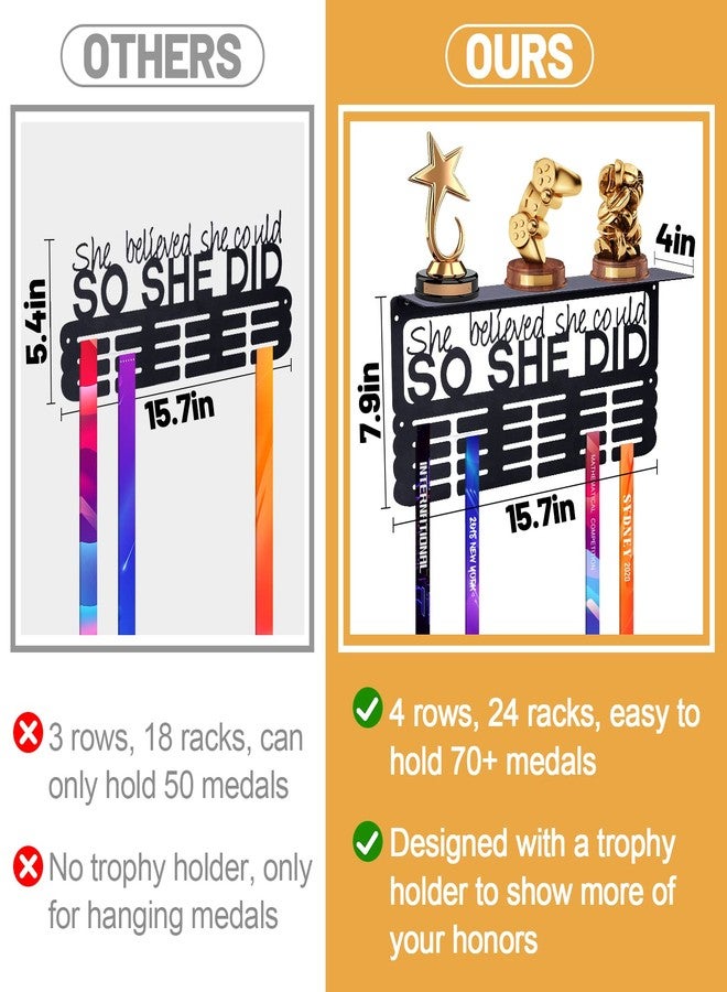 Big Gun Biggun Metal Trophy and Medal Display Shelf - Easy to Install Medal Hanger with Trophy Shelf for Over 70 Running Race Wrestling Awards - Image 3