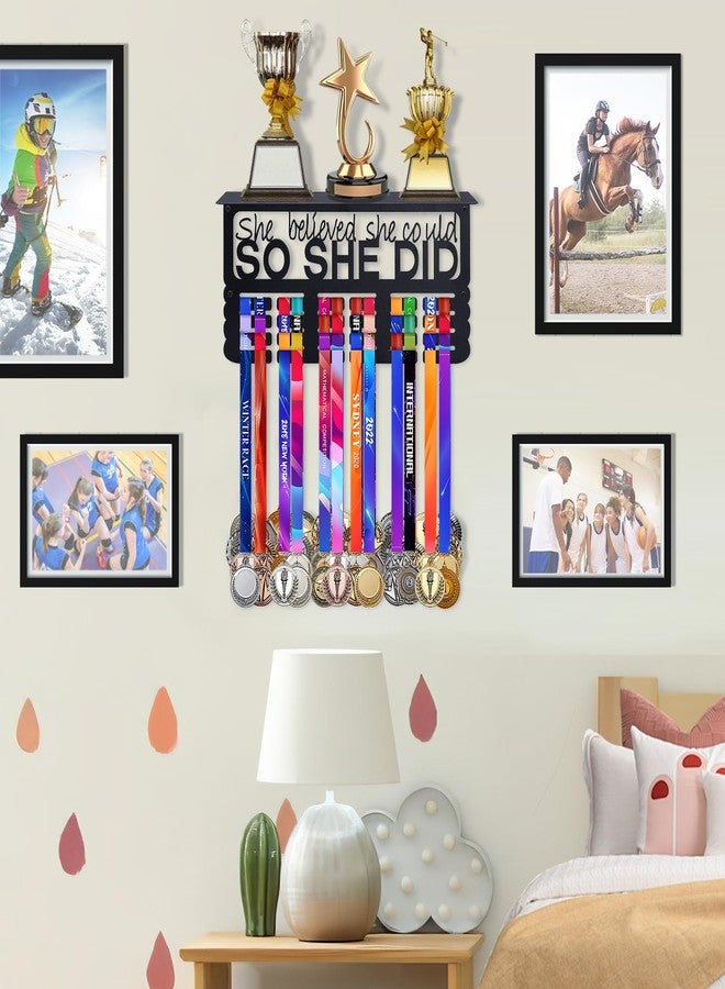 Big Gun Biggun Metal Trophy and Medal Display Shelf - Easy to Install Medal Hanger with Trophy Shelf for Over 70 Running Race Wrestling Awards - Image 4