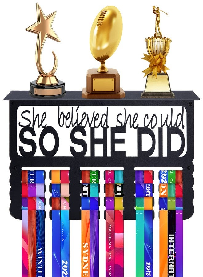 Big Gun Biggun Metal Trophy and Medal Display Shelf - Easy to Install Medal Hanger with Trophy Shelf for Over 70 Running Race Wrestling Awards - Image 1