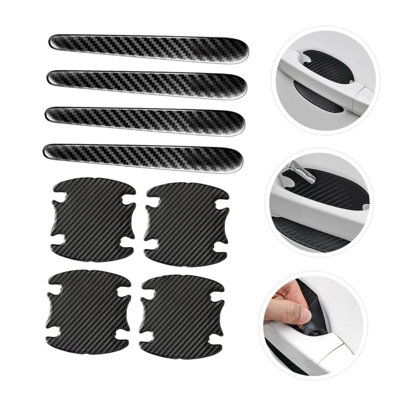 8Pcs Car Door Handle Protector Scratch Stickers Black Epoxy Film Self Adhesive Cover - Image 3