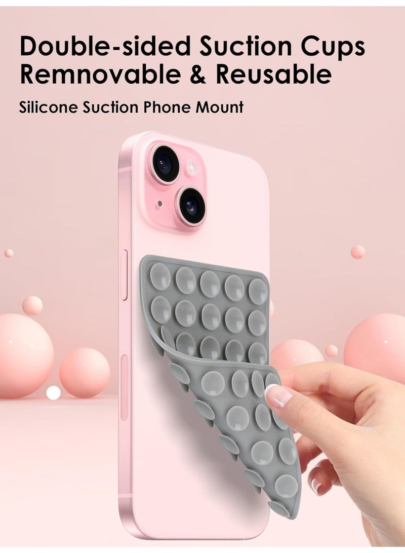 Silicone Suction Phone Case Mount, Non Slip Sticky Phone Grip for Cellphone for Strong Grip Holder for Selfies and Videos (Grey) - Image 2
