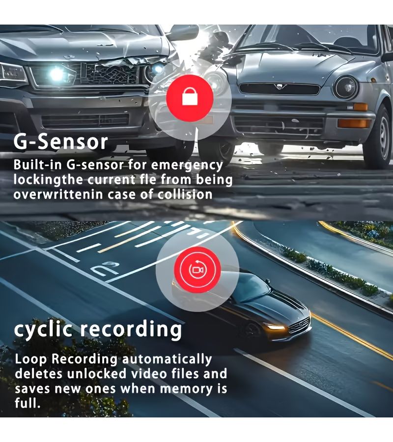 Compact 1080P Dash Cam 2.5 Inch Screen Automatic Loop Recorder G Sensor - Image 2
