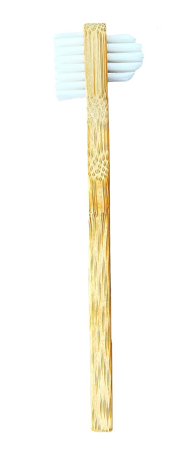 Instant Smile Dental Appliance Cleaning Brush Bamboo Toothbrush with Firm Bristles for Stain Removing DoubleSided Denture Brush for Small and Large Surfaces - Image 1