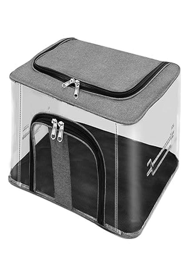 KACHKIT Nylon 33 L PVC Transparent Moisture Proof Storage box for Clothes Closet Wardrobe Organizer for Clothes Saree Bags with Carry Handlec (Pcs -1 ;Transparent). - Image 1