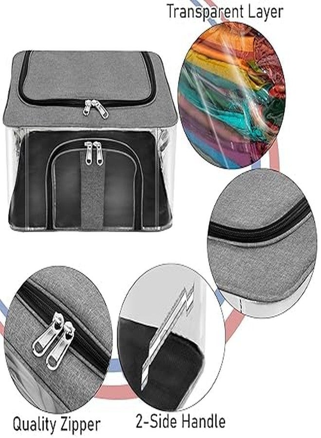 KACHKIT Nylon 33 L PVC Transparent Moisture Proof Storage box for Clothes Closet Wardrobe Organizer for Clothes Saree Bags with Carry Handlec (Pcs -1 ;Transparent). - Image 2