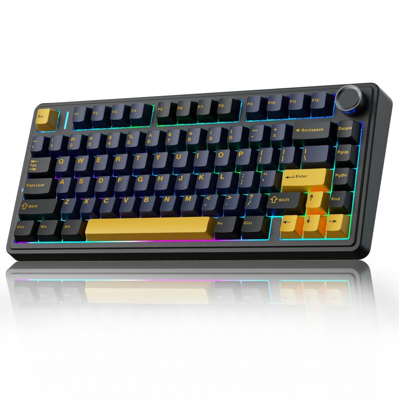 AULA F75 75% Wireless Mechanical Keyboard,2.4Ghz/Type-C/BT5.0 Gaming Keyboards,Advanced Structure,Side Engraved,RGB Backlight,Hot Swappable Custom Keyboard for PC/Mac (White) - Image 1