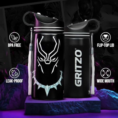 Gritzo Black Panther Sipper Bottle (Black, 500ml) | BPA Free, Leak-Proof - Image 4
