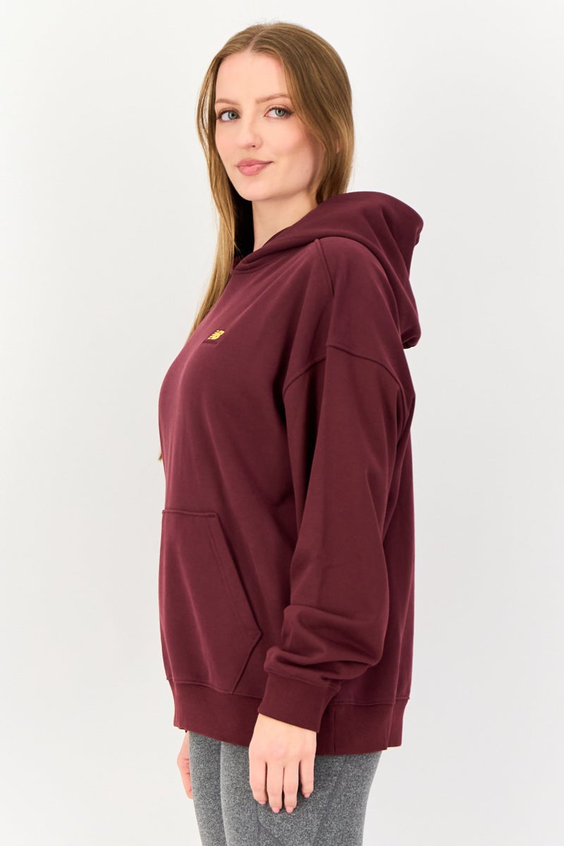 New Balance Women Oversized Fit Long Sleeve Training Hoodie, Maroon - Image 4