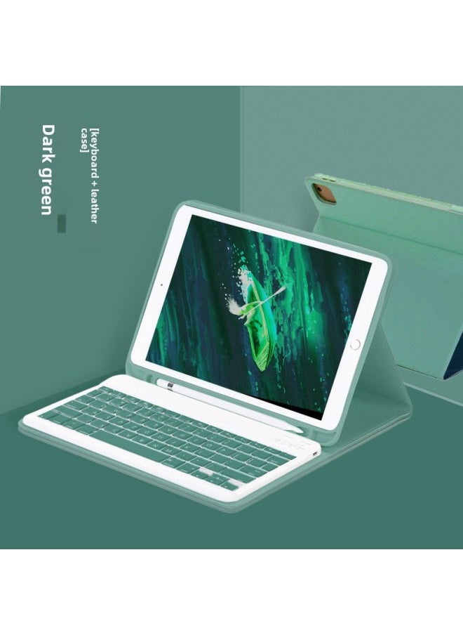 Generic For IPad10 Generation Protective Case Magnetic Suction With Pen Slot Pro11 Bluetooth Keyboard Mouse 9 Generation Tablet Protective Case-Color:Dark Green-leather Case + Keyboard-Applicable Model:iPad 10 Generation 10.9 "(2022)  - Image 1