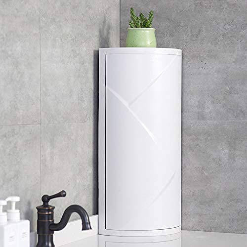 olpad 360 Rotating Corner Shelves4 Tier Storage Cabinet Towel Holder Rack Corner Cabinets with Doors and Shelves for Bathroom Bathtub Toilet Table Color White - Image 3