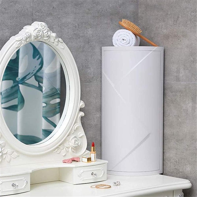 olpad 360 Rotating Corner Shelves4 Tier Storage Cabinet Towel Holder Rack Corner Cabinets with Doors and Shelves for Bathroom Bathtub Toilet Table Color White - Image 1