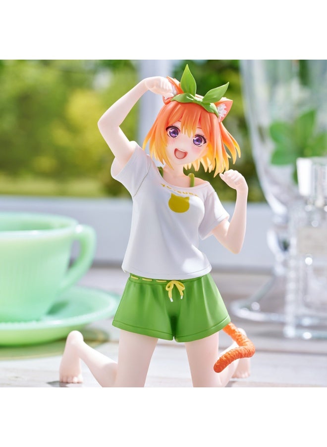 هالامودو خمسة توائم عروس تمثال أنمي ليوتسوبا ناكانو يرتدي القطة -تحت عنوان بيجاما مع تفاصيل رائعة، الخيار الأول لوضع على لوحات قياس السيارات وأسطح المكتب 15 سم - Image 2