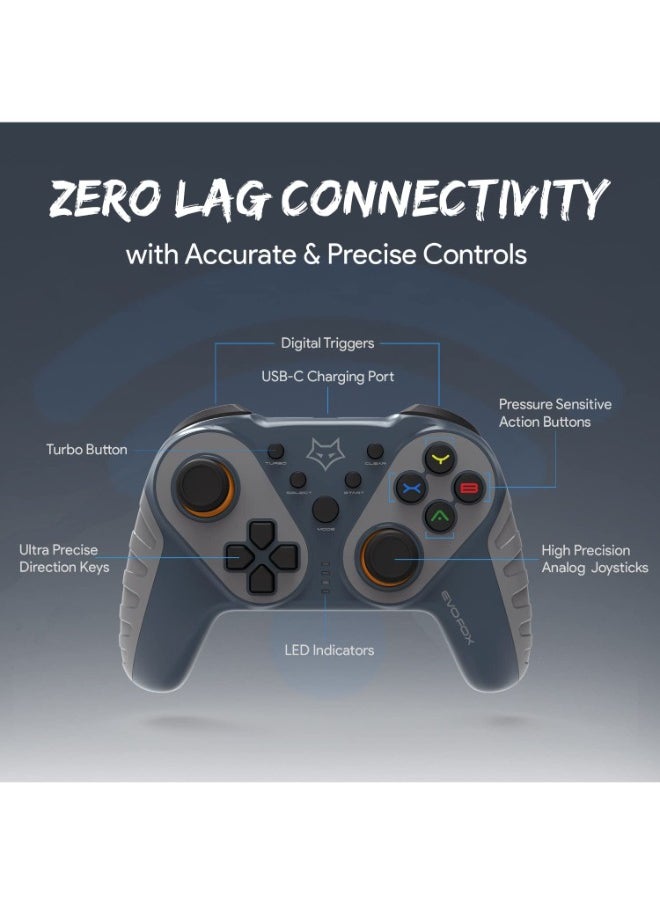 NXT - Elite Ops Wireless Gamepad for Android TV | 8+ Hours of Play Time | Zero Lag Connectivity Upto 12 Feets | USB Extender for TV Included - Grey - Image 1