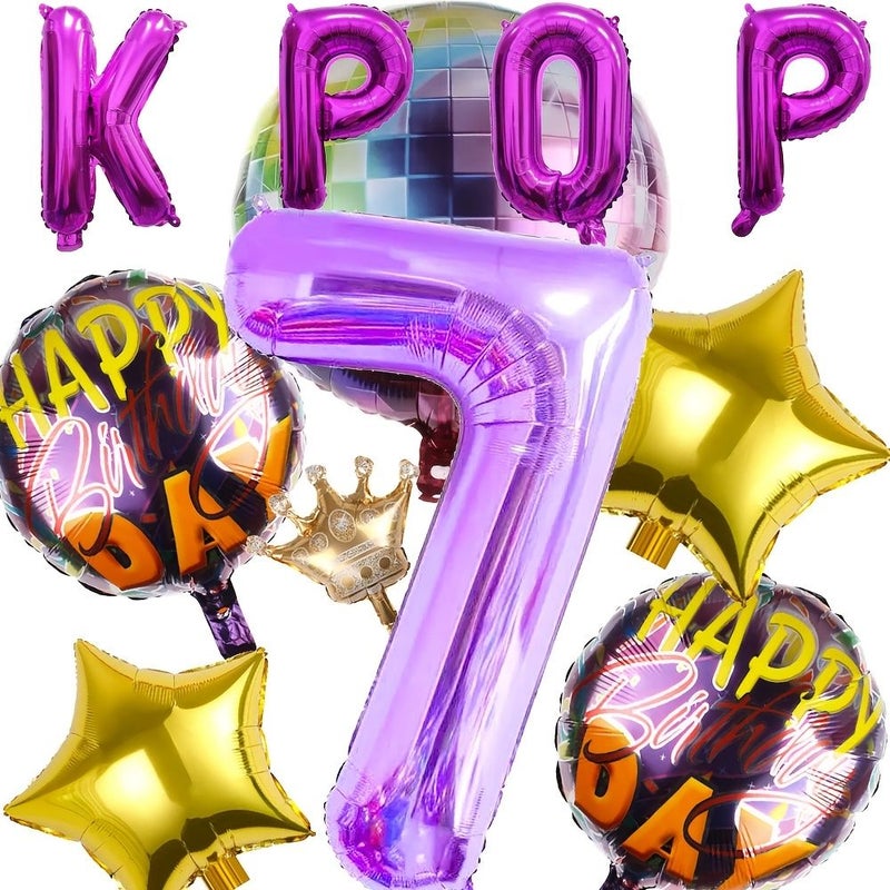 11pcs K Pop Themed Balloon Decorations With Number And Letter Balloons For Birthday Parties Golden Purple Style 2 - Image 5