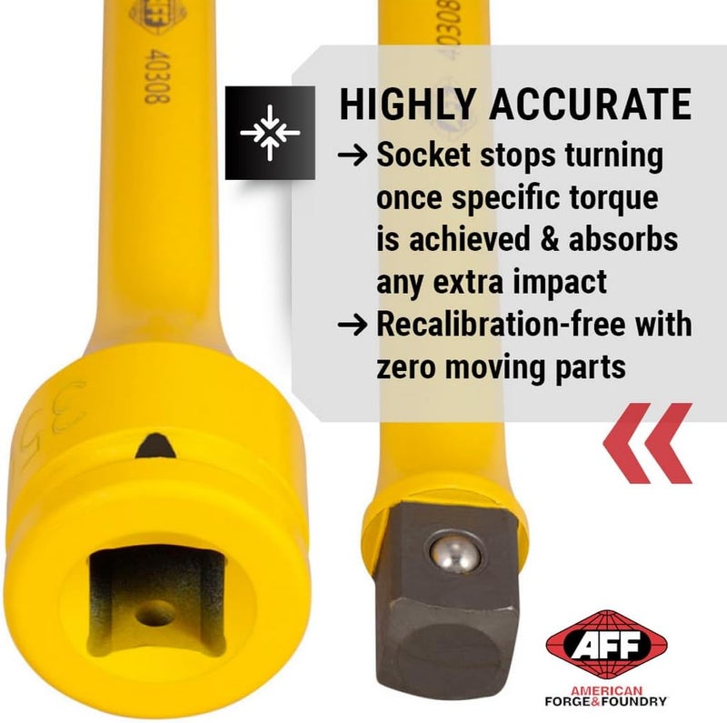 AFF Torque Limiting Extension, 3/4" Drive, 350 ft/lbs, Yellow, 40308 - Image 2