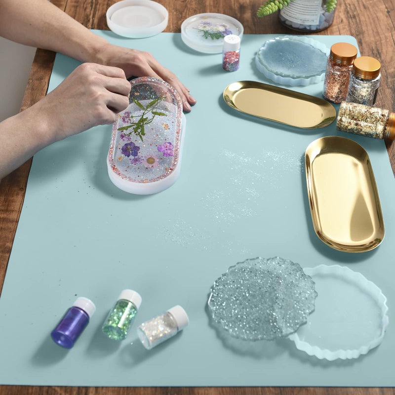 Sapid Extra Large Silicone Sheet for Crafts, Thick Silicone Jewelry Casting Mats, Nonstick Nonslip Silicon Mat for Epoxy Resin, Art Painting, Heat- Resistance Counter Mat (20"Ã—27.9", Mint Green) - Image 5