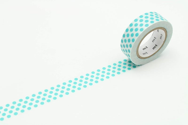MT mt Washi Masking Tape Polka Dots, 15 mm x 10 mtrs Shade - soda, (Pack of 1)  - Image 1