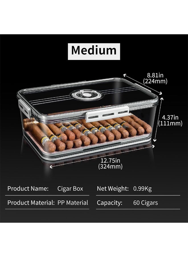 Hemingway Portable Transparent Cigar Humidor Box with Airtight Seal & Built-in Hygrometer – Holds 50–70 Cigars - Image 4