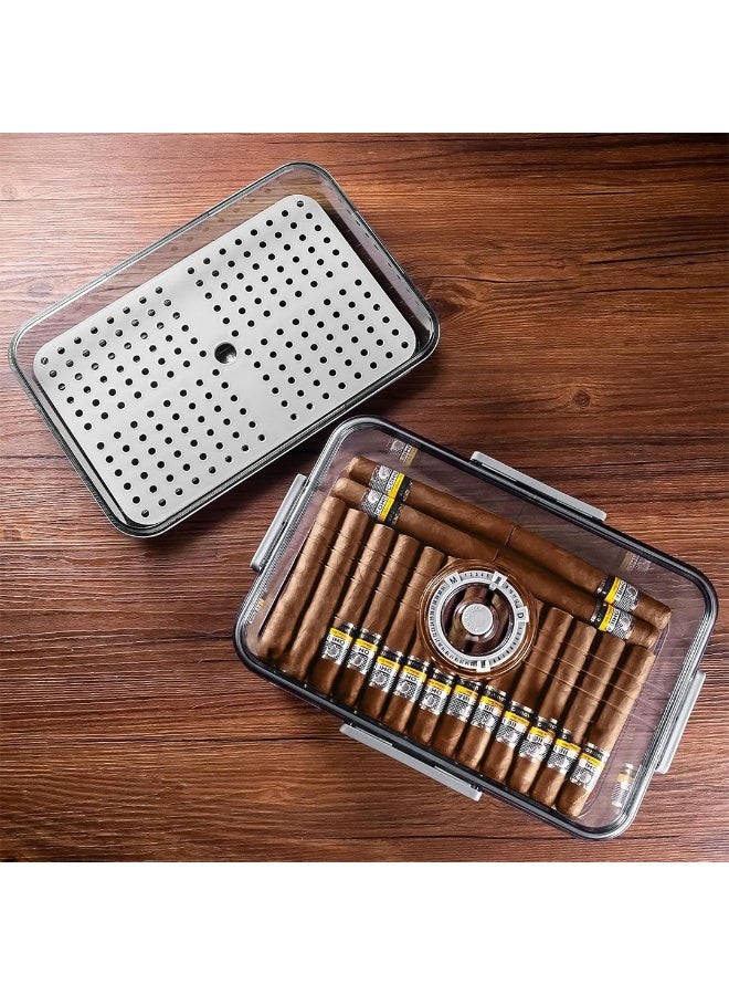 Hemingway Portable Transparent Cigar Humidor Box with Airtight Seal & Built-in Hygrometer – Holds 50–70 Cigars - Image 3