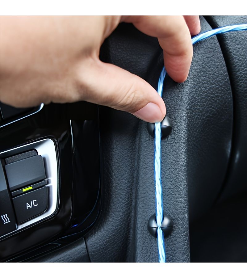 Black Cable Clips Wire Holder Cord Organizer Adhesive Desk Car Home Office Bedroom 5pcs - Image 4