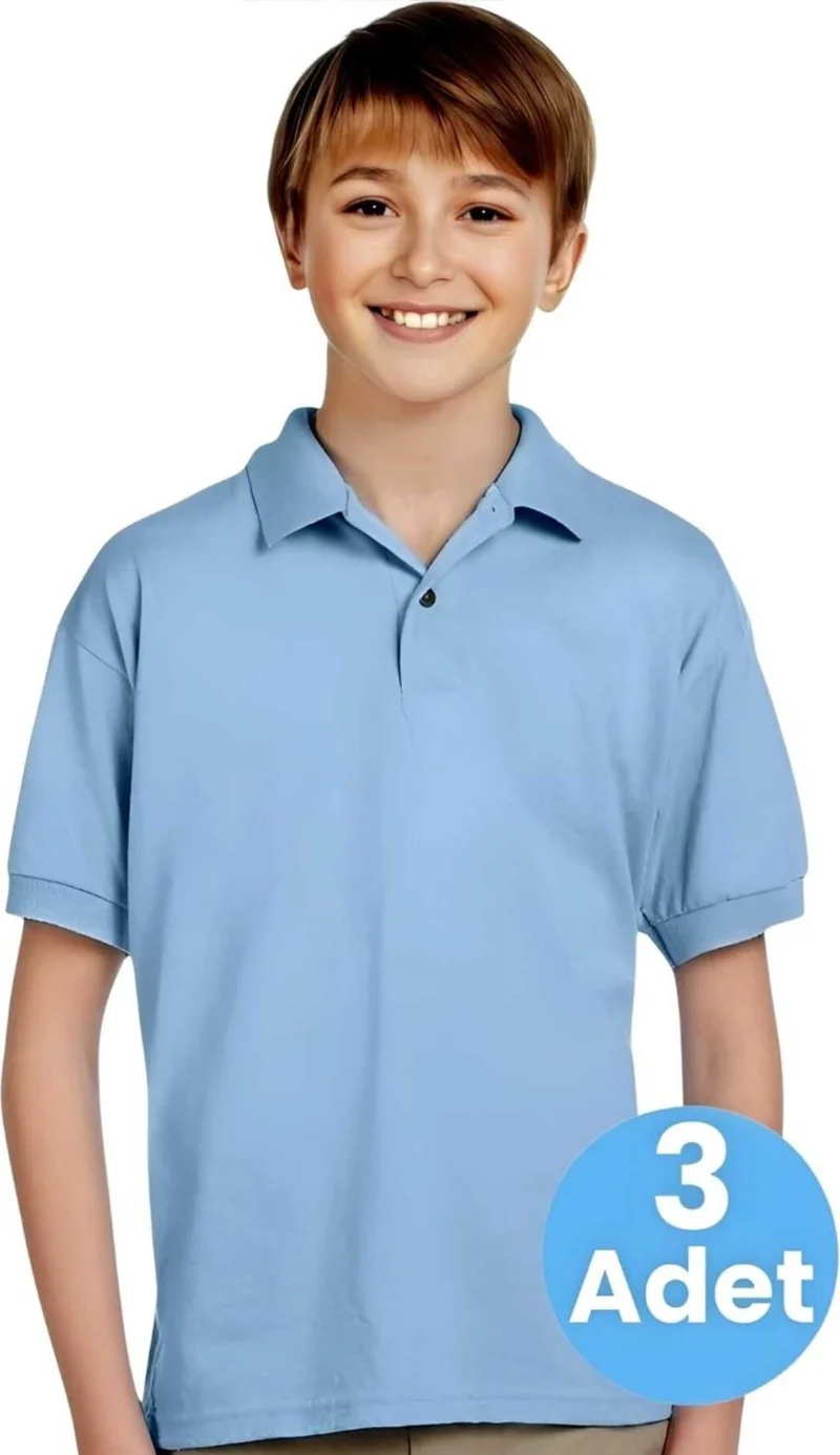 تيزجيلسين 3-Piece Boys Cotton Polo Collar T-Shirt Daily and School Uniform School T-Shirt