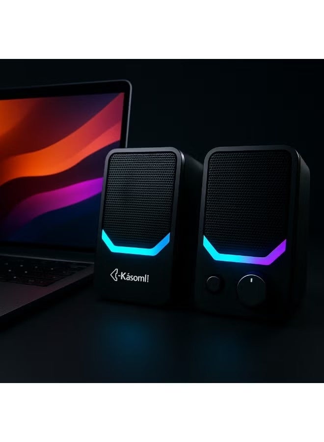 Kisonli X31 USB 2.0 Stereo Speaker with RGB Lighting – 6W Compact Modern Design - Image 4