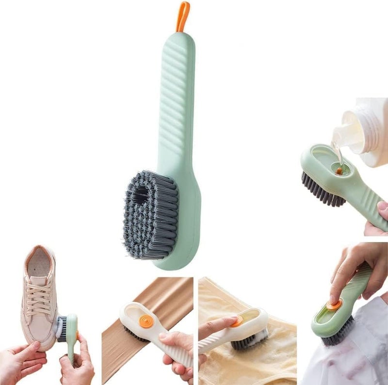 kaqer Multifunctional Scrubbing Brush with Soap Dispenser Soap Dispensing Cleaning Brush with Handle Scrubbing Reusable Washing Shoe Brush for Shoes Clothes Cleaning - Image 1