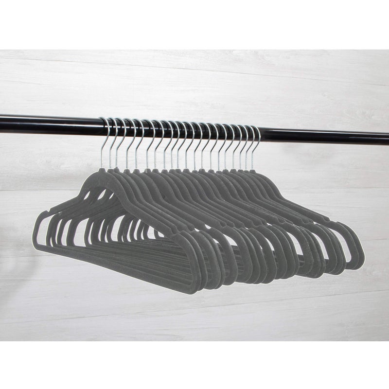 Home Expressions Premium 20 Pack - Ultra Thin No Slip Velvet Suit Swivel Hangers - 21" Extra Wide Strong Velvet Hangers - Space Saving Clothes Hangers - 21x0.2x10 inches(Grey) - Image 1