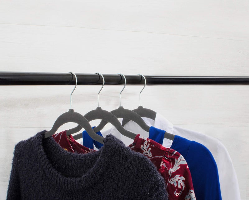 Home Expressions Premium 20 Pack - Ultra Thin No Slip Velvet Suit Swivel Hangers - 21" Extra Wide Strong Velvet Hangers - Space Saving Clothes Hangers - 21x0.2x10 inches(Grey) - Image 2