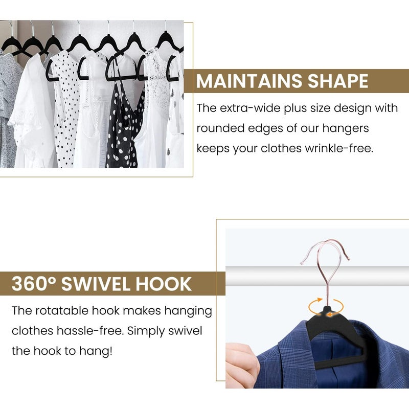 Home Expressions Premium 20 Pack - Ultra Thin No Slip Velvet Suit Swivel Hangers - 21" Extra Wide Strong Velvet Hangers - Space Saving Clothes Hangers - 21x0.2x10 inches(Grey) - Image 4