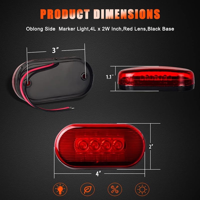 Nifeida 2Pcs Red LED Side Marker Light - Image 5