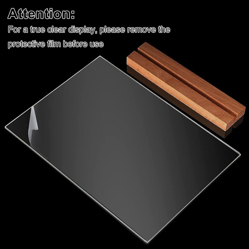 DONGLI A5 Acrylic Sign Holder,(5 Pack)T-Shape Wooden Base Poster Menu Holder,Plastic Display Stands Double Sided for Tables - Image 5