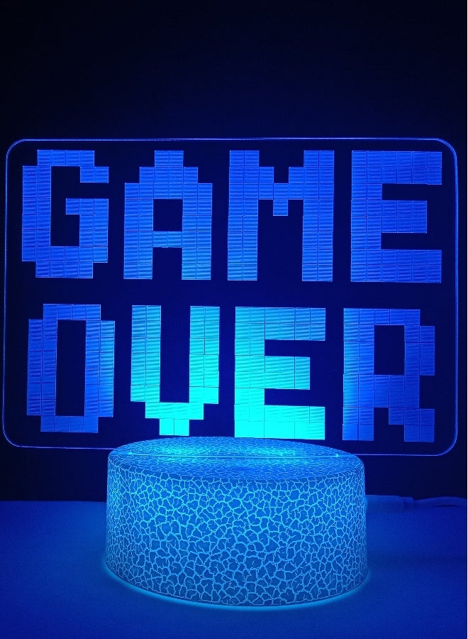 RGB Led 3D hologram Lamp GameOver Logo-7 colors with colored base - Image 5