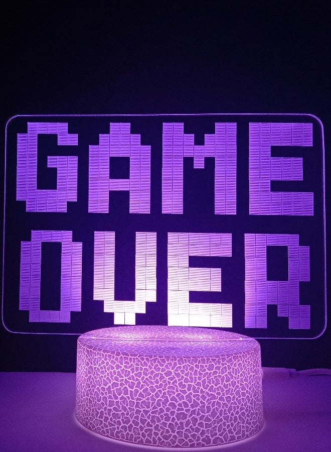 RGB Led 3D hologram Lamp GameOver Logo-7 colors with colored base - Image 3