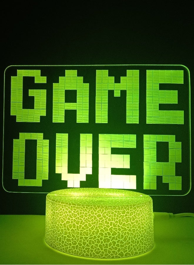 RGB Led 3D hologram Lamp GameOver Logo-7 colors with colored base - Image 4