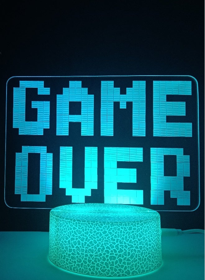 RGB Led 3D hologram Lamp GameOver Logo-7 colors with colored base - Image 2