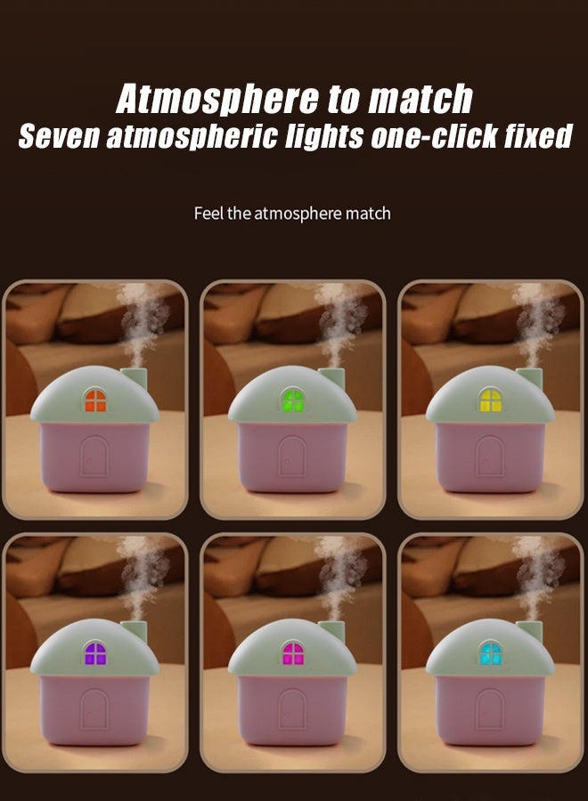 هومستر منزل لطيف منزل مرطب، 300 مل صغيرة باردة ضباب مرطبات، USB قابل لإعادة الشحن ميني مرطب الهواء المحمول مع ضوء الليل لغرفة النوم، المكتب، السيارة، السفر، الداخلي (الوردي) - Image 3