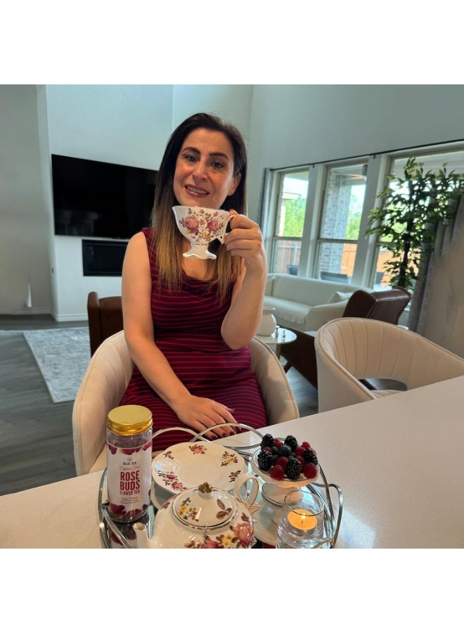 الشاي الأزرق شاي براعم الورد - 30 جم - 30 كوب | فيتامين C | شعر وبشرة جميلة - خالٍ من الكافيين - طبيعي - مصنوع من الزهور - شاي أعشاب - خالٍ من الكائنات المعدلة وراثيًا | ظهر في برنامج Shark Tank | عبوة بغطاء محكم الإغلاق - Image 5